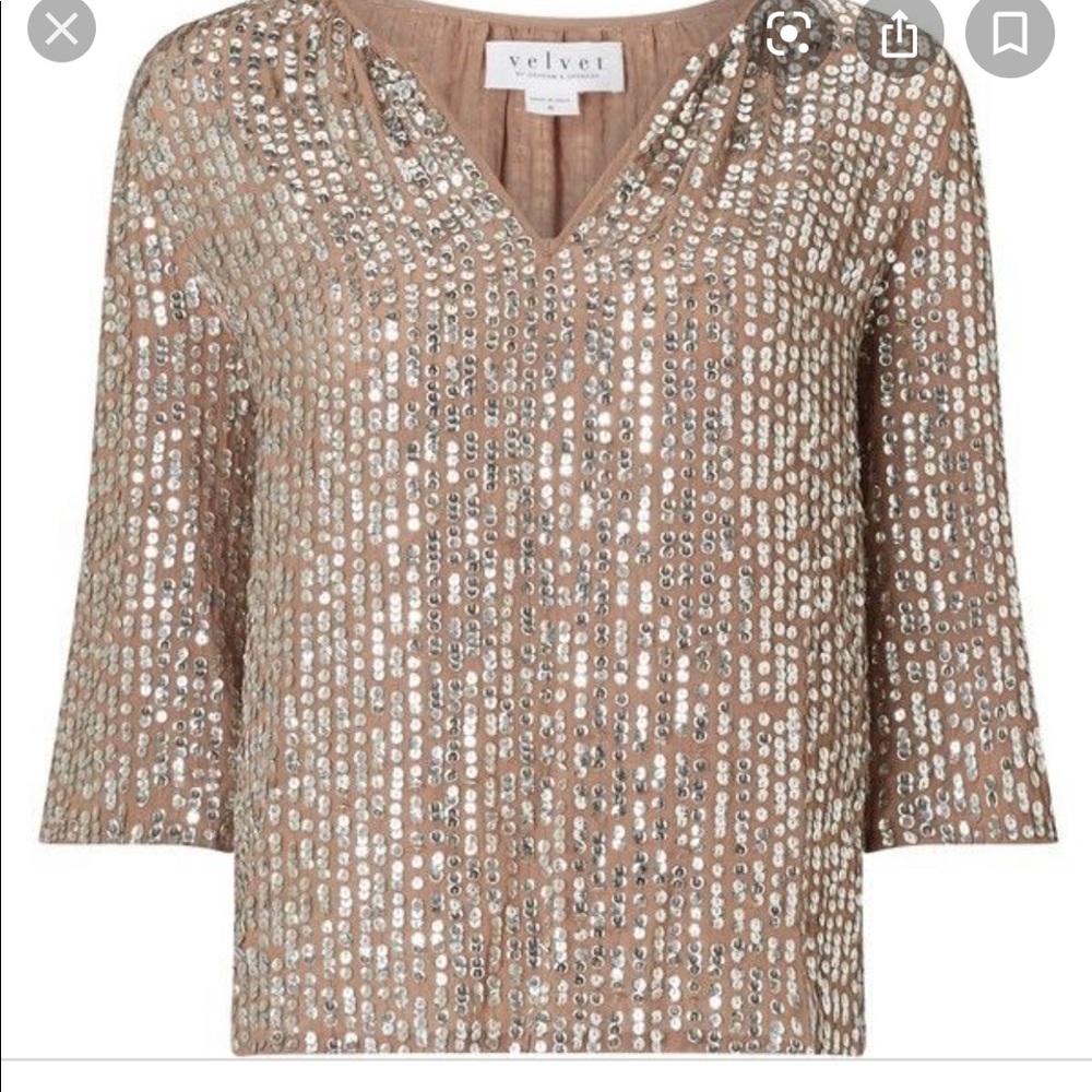 Sequinned beige blouse by Velvet. Never worn!